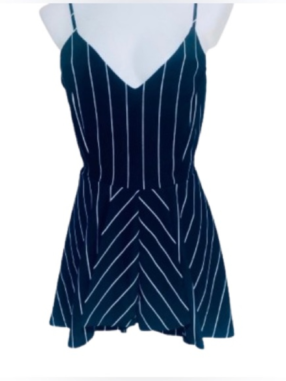 Purple Snow Black w/White Pinstripes V Neck High Low Layered Romper XL